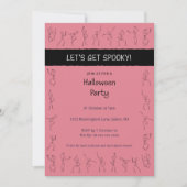 Skeleton Danceハローウィンパーティ招待 – ピンク 招待状 (正面)