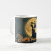 Skeleton Dance Mug | Romantic Halloween Moon Cup コーヒーマグカップ (正面左)