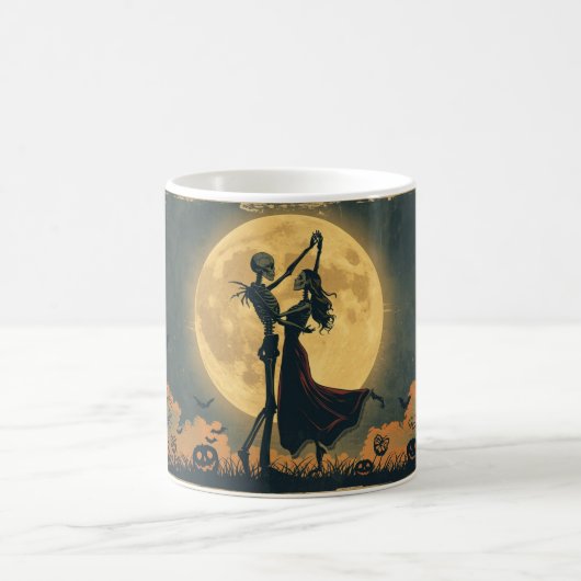 Skeleton Dance Mug | Romantic Halloween Moon Cup コーヒーマグカップ (中央)