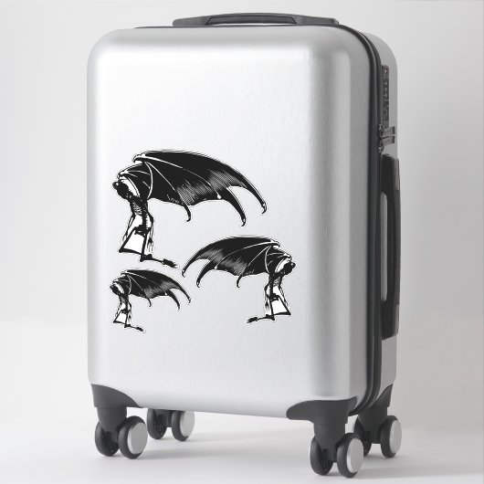 Skeleton Demon Fallen Angel Horror Goth art  シール (スーツケース)