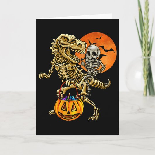 Skeleton Dinosaur Halloween Pumpkin For Boys Kids  カード (正面)