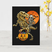 Skeleton Dinosaur Halloween Pumpkin For Boys Kids  カード (黄色い花)