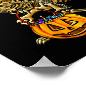 Skeleton Dinosaur Halloween Pumpkin For Boys Kids  ポスター (角)