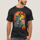 Skeleton Dinosaur rex Boys Halloween Mummy Pumpki Tシャツ (正面)