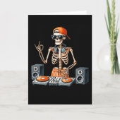 Skeleton Dj Halloween Costume Turntable Music Funn カード (正面)
