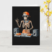 Skeleton Dj Halloween Costume Turntable Music Funn カード (黄色い花)
