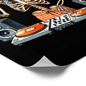 Skeleton Dj Halloween Costume Turntable Music Funn ポスター (角)