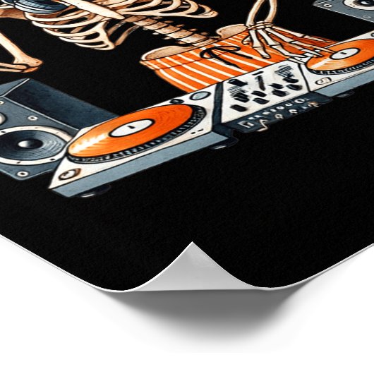 Skeleton Dj Halloween Costume Turntable Music Funn ポスター (角)