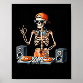 Skeleton Dj Halloween Costume Turntable Music Funn ポスター (正面)