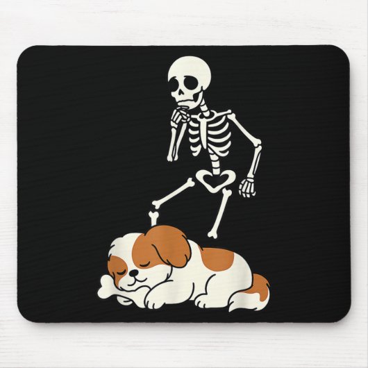 Skeleton Dog Halloween Skeleton Chasing Shih Tzu S マウスパッド (正面)
