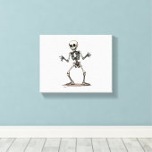 Skeleton Doing the Dab – 面白いハロウィーンダンスShi キャンバスプリント (インサイチュ (ウッドフロア))