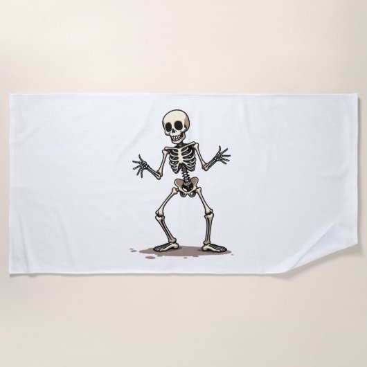 Skeleton Doing the Dab – 面白いハロウィーンダンスShi ビーチタオル (正面)