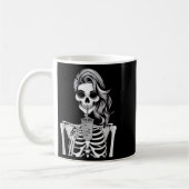 Skeleton Drinking Beverage Monochrome Gothic Hallo コーヒーマグカップ (左)