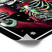 Skeleton Drinking Cocoa - Funny Hot Chocolate Xmas ポスター (角)