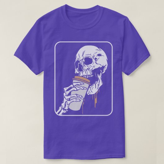 Skeleton Drinking Coffee For Caffeine Drinker Orth Tシャツ (デザイン正面)