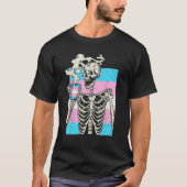 Skeleton Drinking Coffee LGBT Q Transgender Pride  Tシャツ (正面)
