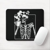 Skeleton Drinking Coffee Lover Funny Halloween Sku マウスパッド (マウス)