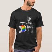 Skeleton Drummer Gay Pride LGBT Q Rainbow Drum Pri Tシャツ (正面)