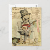 SKELETON Dude,ゴシック, Banjo Player, 1901年カレンダー ポストカード (正面/裏面)