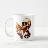 Skeleton Eating Pizza コーヒーマグカップ (左)