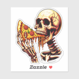 Skeleton Eating Pizza  シール