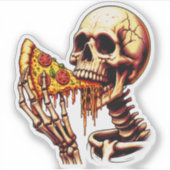 Skeleton Eating Pizza シール (正面)