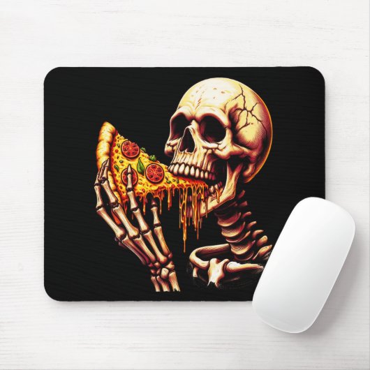 Skeleton Eating Pizza  マウスパッド (マウス)