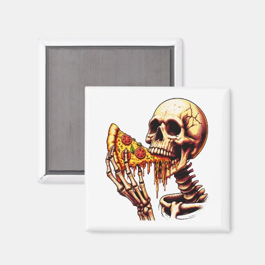 Skeleton Eating Pizza マグネット (正面/裏面)