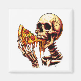 Skeleton Eating Pizza マグネット