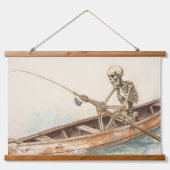 Skeleton fishing 吊り下げ型タペストリー (正面)