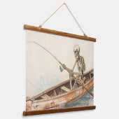 Skeleton fishing 吊り下げ型タペストリー (傾斜あり)