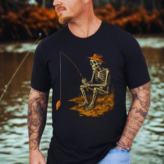 Skeleton Fishing Funny Halloween Tシャツ