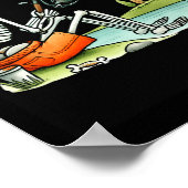 Skeleton Fishing Halloween Costume Funny Fishing B ポスター (角)