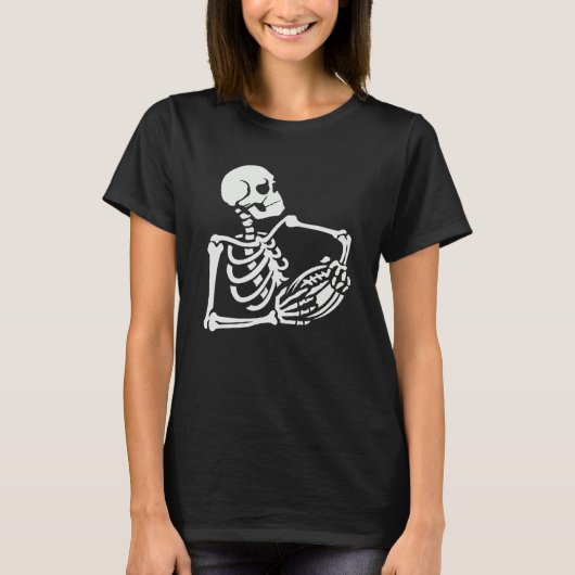 Skeleton Football Player Lazy Halloween Costume Sk Tシャツ (正面)