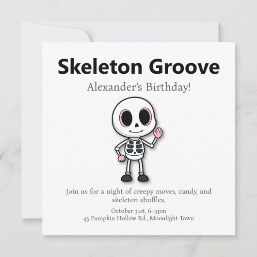 Skeleton Fun | Halloween Birthday Party シーズンカード (正面)