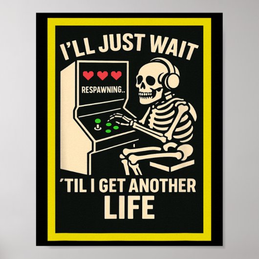 Skeleton Gamer Arcade Design – Funny Retro Gaming  ポスター (正面)