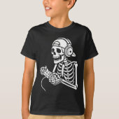 Skeleton Gamer Funny Video Gaming Controller Headp Tシャツ (正面)
