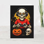 Skeleton Gamer Playing Video Games Halloween Spook カード (正面)