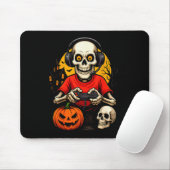 Skeleton Gamer Playing Video Games Halloween Spook マウスパッド (マウス)