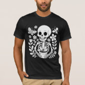 Skeleton Gardener Art Whimsical Flower Pot  Tシャツ (正面)