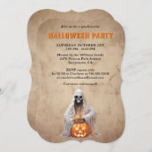 Skeleton Ghost Jack O’Lanterns Halloween Party 招待状 (正面/裏面)