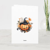 Skeleton Ghost Pumpkin Pet Photo Halloween Card カード (裏面)