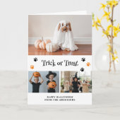 Skeleton Ghost Pumpkin Pet Photo Halloween Card カード (黄色い花)