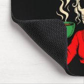 Skeleton Girl Santa Drinking Coffee Xmas Funny Sku マウスパッド (コーナー)