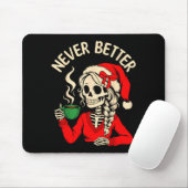 Skeleton Girl Santa Drinking Coffee Xmas Funny Sku マウスパッド (マウス)