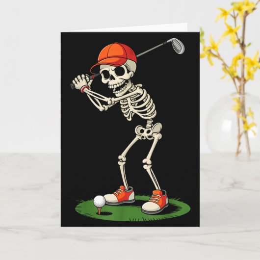 Skeleton Golf Halloween Costume Funny Boys Toddler カード (黄色い花)