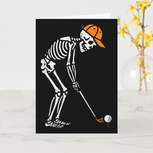 Skeleton Golf Halloween Golfer Costume Dad Mens Bo カード (黄色い花)