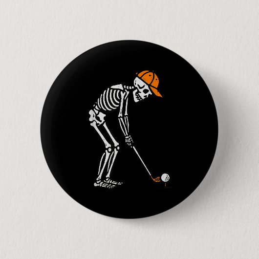 Skeleton Golf Halloween Golfer Costume Dad Mens Bo 缶バッジ (正面)