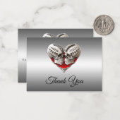 Skeleton Gothic Halloween wedding thank you ノートカード (正面/裏面インサイチュ)