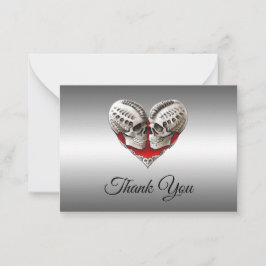Skeleton Gothic Halloween wedding thank you ノートカード